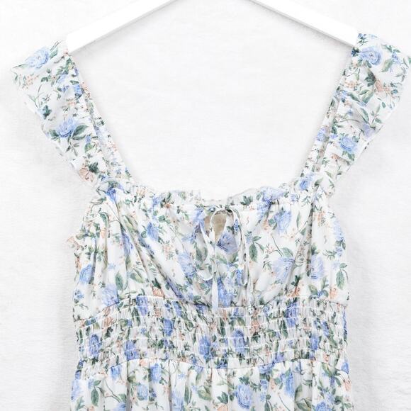 ALTARD STATE Floral Babydoll Smocked Mini Dress Milkmaid Fairy Coquette Sz XL - Picture 2 of 7